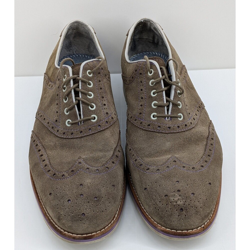 Johnston & Murphy Men's 11M Brown Suede Wingtip Brogue Oxford Dress Shoes Flex